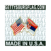 Serbia Lapel Pin (Double Waving Flag w/USA)