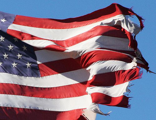 ripped American flag