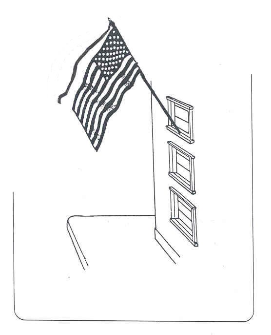 diagram of American flag with mourning ribbon