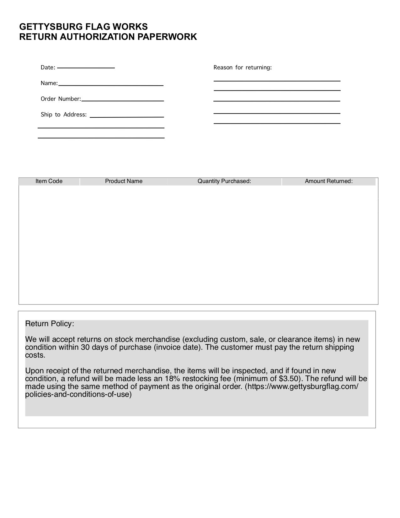 Return Authorization Form Template Fill Online Printa - vrogue.co